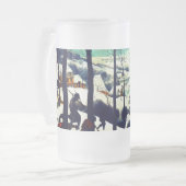 Jagers in het Sneeuwlandschap Pieter Bruegel Matglas Bierpul (Voorkant links)
