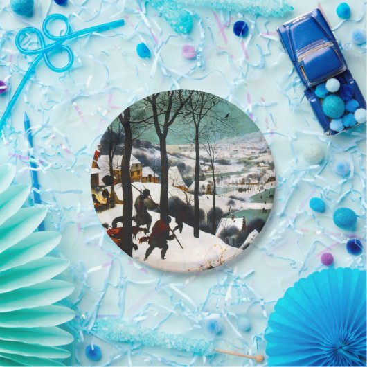 Jagers in het Sneeuwlandschap Pieter Bruegel Papieren Bordje (Feest)