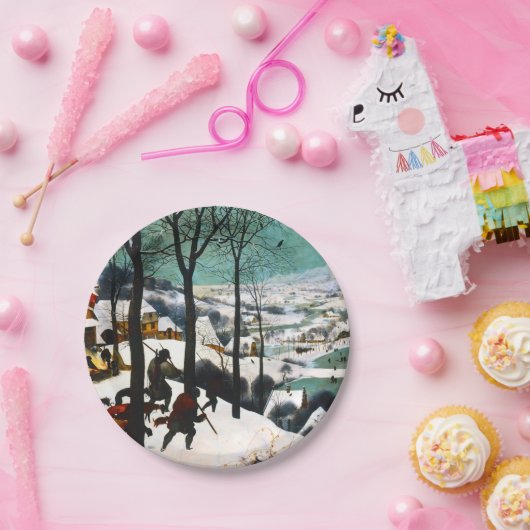 Jagers in het Sneeuwlandschap Pieter Bruegel Papieren Bordje (Feest)