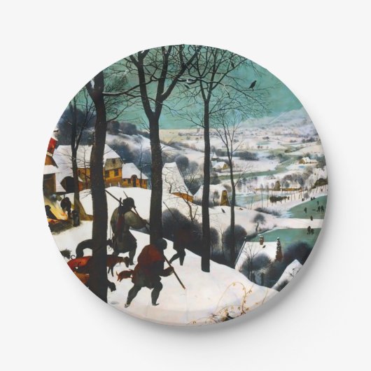 Jagers in het Sneeuwlandschap Pieter Bruegel Papieren Bordje (Voorkant)