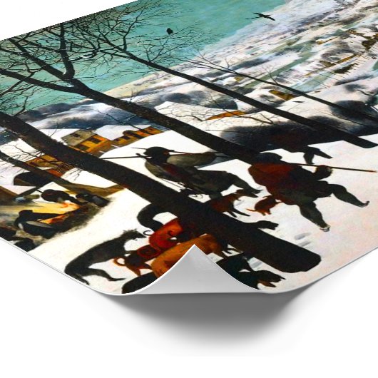 Jagers in het Sneeuwlandschap Pieter Bruegel Poster (Hoek)