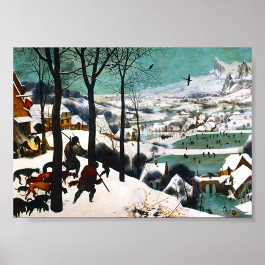 Jagers in het Sneeuwlandschap Pieter Bruegel Poster (Voorkant)