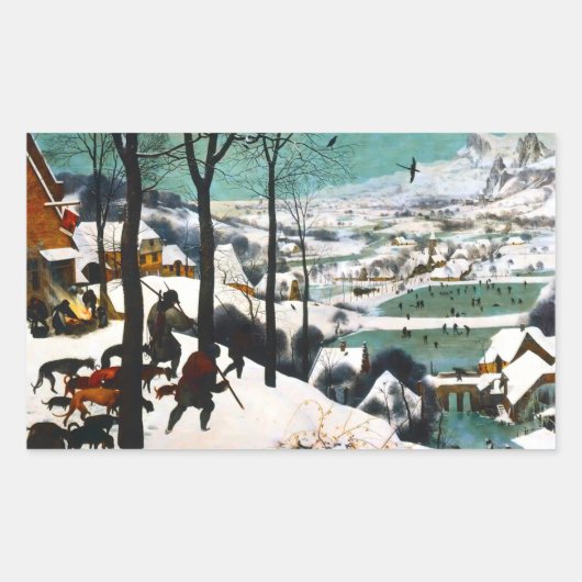 Jagers in het Sneeuwlandschap Pieter Bruegel Rechthoekige Sticker (Voorkant)