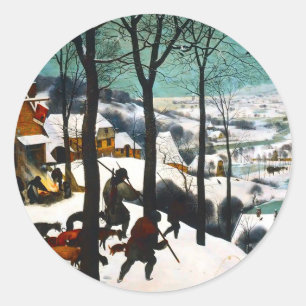 Jagers in het Sneeuwlandschap Pieter Bruegel Ronde Sticker