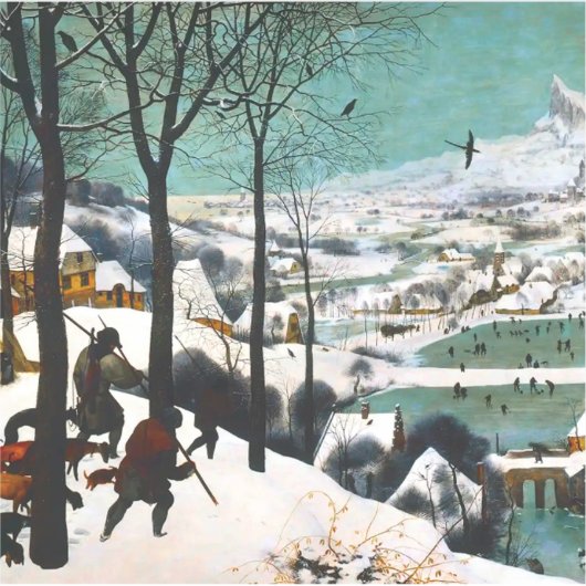 Jagers in het Sneeuwlandschap Pieter Bruegel Sticker (Voorkant)
