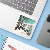Jagers in het Sneeuwlandschap Pieter Bruegel Sticker (Laptop met iPhone)