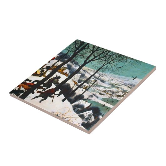Jagers in het Sneeuwlandschap Pieter Bruegel Tegeltje (Zijkant)