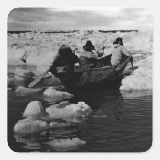 jagers op Alaska Eskimo 1970 Vierkante Sticker (Voorkant)