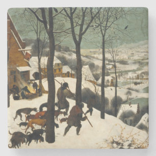 Jagers op de sneeuw (door Pieter Bruegel de Oudere Stenen Onderzetter
