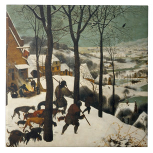 Jagers op de sneeuw (door Pieter Bruegel de Oudere Tegeltje