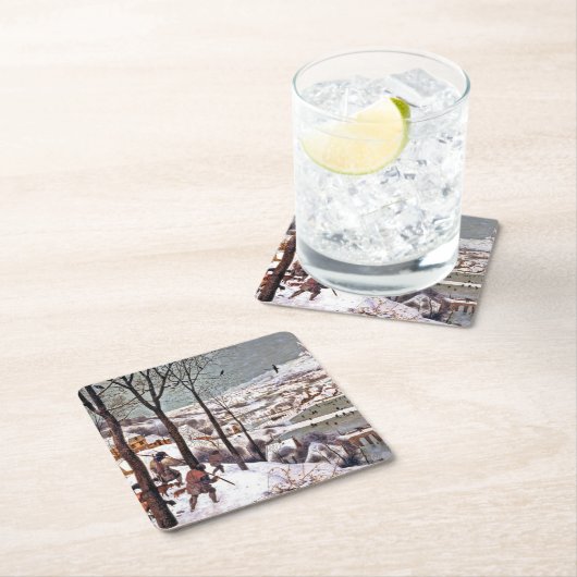 Jagers op de sneeuw, Pieter Bruegel en Ouderen Kartonnen Onderzetters (Insitu)