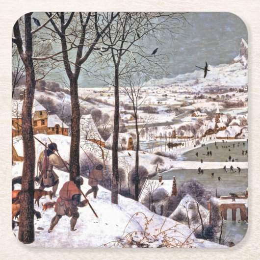 Jagers op de sneeuw, Pieter Bruegel en Ouderen Kartonnen Onderzetters (Voorkant)