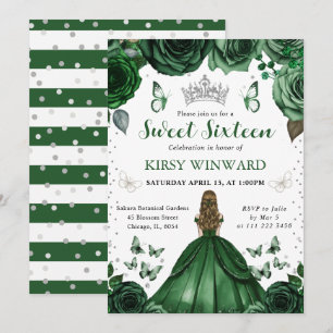Jagersgroene jurk Blonde Prinses Sweet 16 Kaart