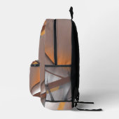 Jagged Edge Concentrische Aarde Tone Ombre Art Bedrukte Rugzak (Rechts)