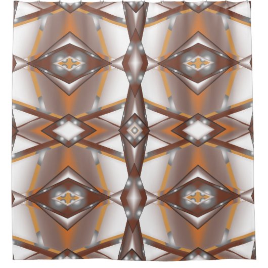 Jagged Edge Concentrische Aarde Tone Ombre Art Douchegordijn (Voorkant)