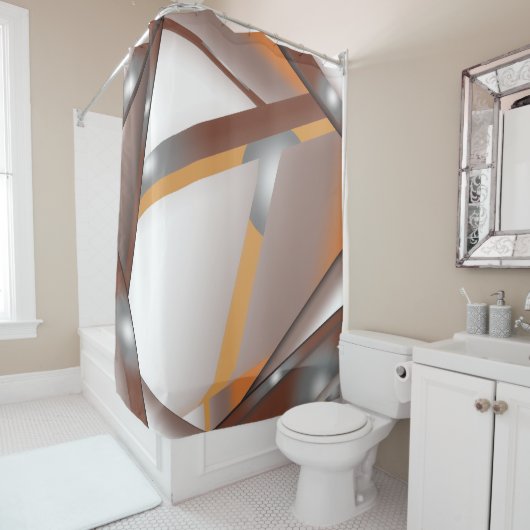 Jagged Edge Concentrische Aarde Tone Ombre Art Douchegordijn (In situ)