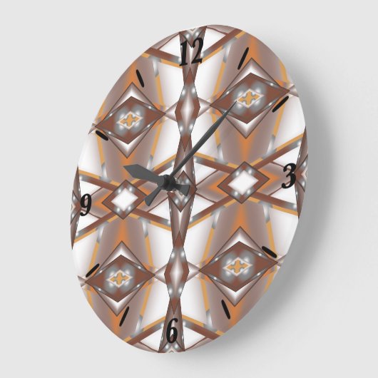 Jagged Edge Concentrische Aarde Tone Ombre Art Grote Klok (Hoek)