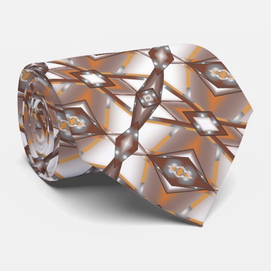 Jagged Edge Concentrische Aarde Tone Ombre Art Stropdas (Opgerold)