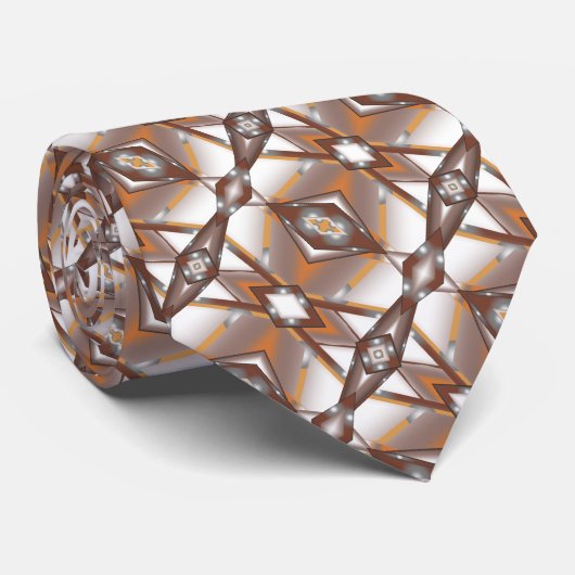 Jagged Edge Concentrische Aarde Tone Ombre Art Stropdas (Opgerold)