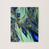 Jagged | Groene en blauwe fractale kunst Legpuzzel (Verticaal)