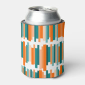 Jagged Lines - Blauwgroen en Oranje Blikjeskoeler (Blikje Voorkant)