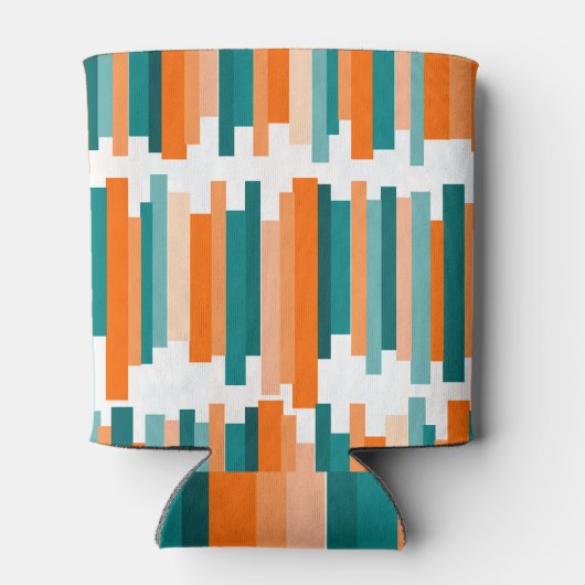 Jagged Lines - Blauwgroen en Oranje Blikjeskoeler (Achterkant)