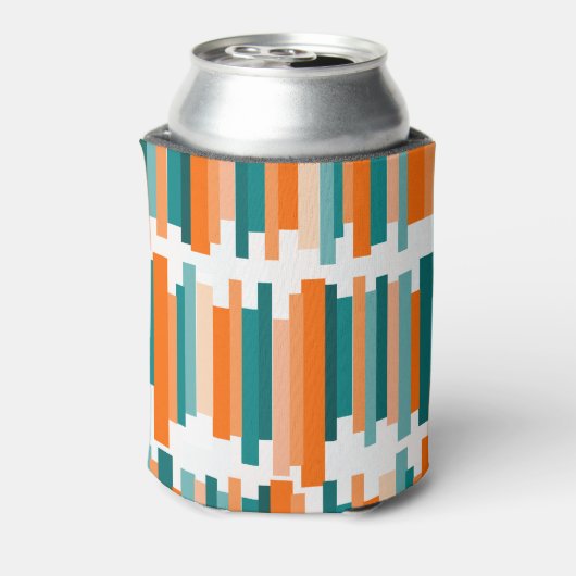 Jagged Lines - Blauwgroen en Oranje Blikjeskoeler (Blikje Achterkant)