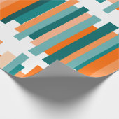 Jagged Lines - Blauwgroen en Oranje Cadeaupapier (Hoek)