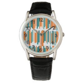 Jagged Lines - Blauwgroen en Oranje Horloge