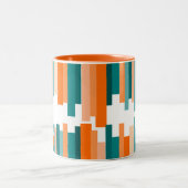 Jagged Lines - Blauwgroen en Oranje Mok (Center)