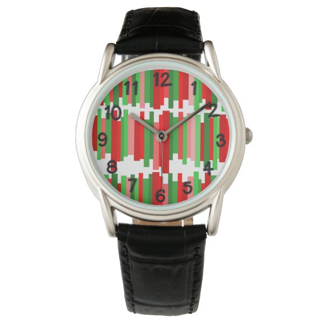Jagged Lines - rood en groen Horloge (Voorkant)