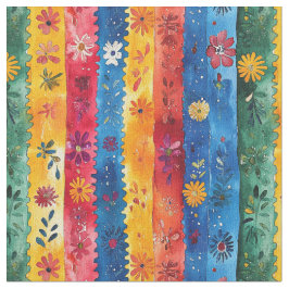 Jagged Stripe Floral Pattern-Papel Picado Stof