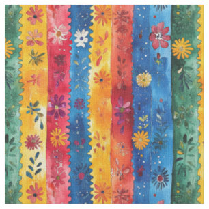 Jagged Stripe Floral Pattern-Papel Picado Stof