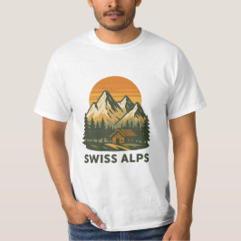 Jagged Witte Retro Vector Zwitserse Alpen Zonsonde T-shirt