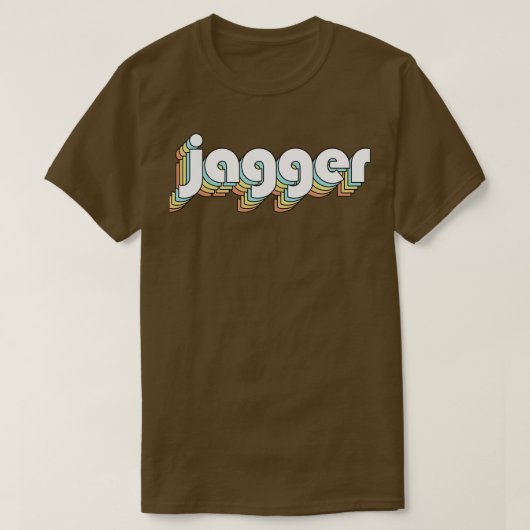 Jagger Retro Rainbow Typografie Vervaagd Stijl T-shirt (Design voorkant)