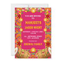 Jaggo Night Invitation Kaart, Desi Pre-wedding Kaa
