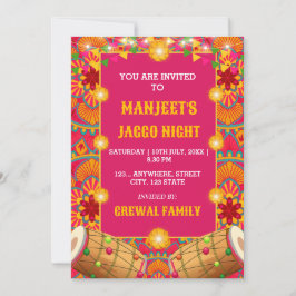 Jaggo Night Invitation Kaart, Desi Pre-wedding Kaa Kaart