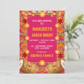 Jaggo Night Invitation Kaart, Desi Pre-wedding Kaa Kaart (Staand voorkant)