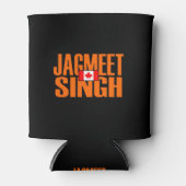 Jagmeet Singh Oranje Block Text Canadian Flag Blikjeskoeler (Voorkant)