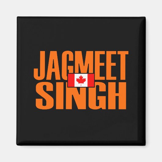 Jagmeet Singh Oranje Block Text Canadian Flag Magneet (Voorkant)