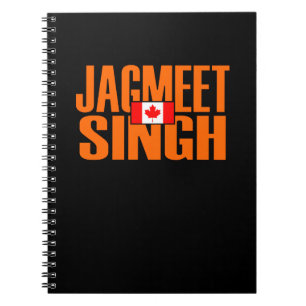 Jagmeet Singh Oranje Block Text Canadian Flag Notitieboek