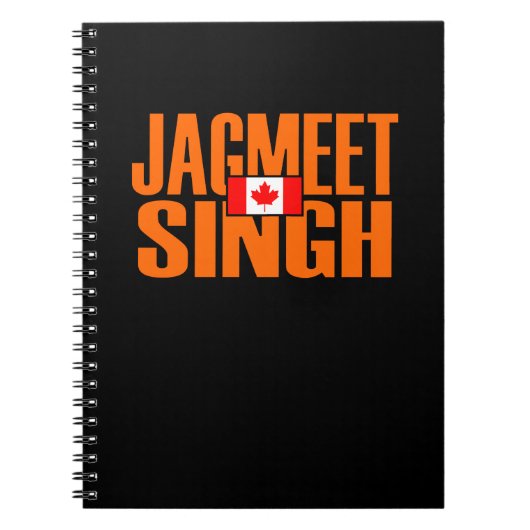 Jagmeet Singh Oranje Block Text Canadian Flag Notitieboek (Voorkant)