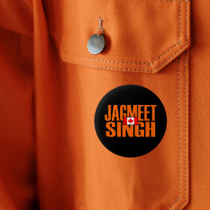 Jagmeet Singh Oranje Block Text Canadian Flag Ronde Button 5,7 Cm