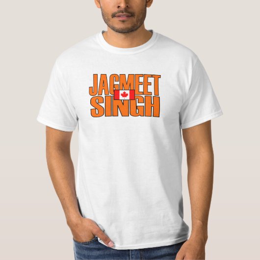 Jagmeet Singh Oranje Block Text Canadian Flag T-shirt (Voorkant)