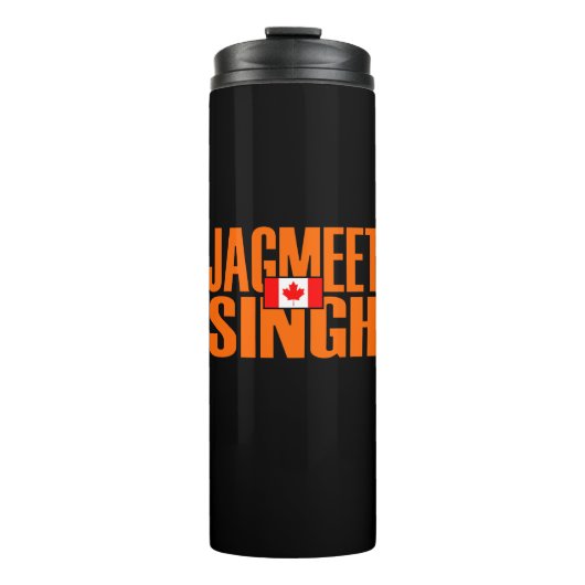 Jagmeet Singh Oranje Block Text Canadian Flag Thermosbeker (Voorkant)