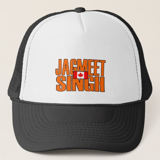 Jagmeet Singh Oranje Block Text Canadian Flag Trucker Pet (Voorkant)