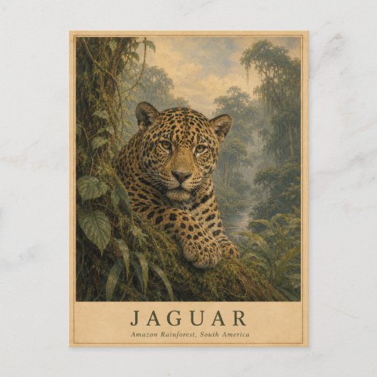 Jaguar Amazon Regenwoud VINTAGE Briefkaart (Voorkant)