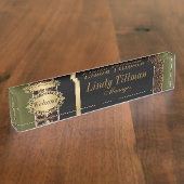 Jaguar Animal Print met Olive Green Naambordje (Zijkant)