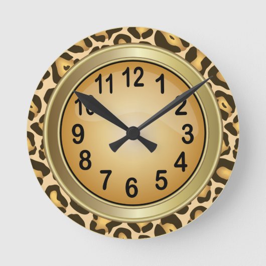 Jaguar Animal Print met Tan Ronde Klok (Voorkant)