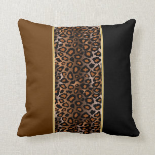 Jaguar Animal Print   Rich Deep Brown Kussen